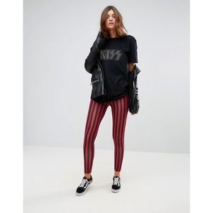 Red and black stripe leggings